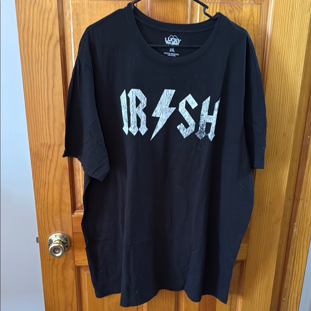 Black Tee with White Irish Graphic